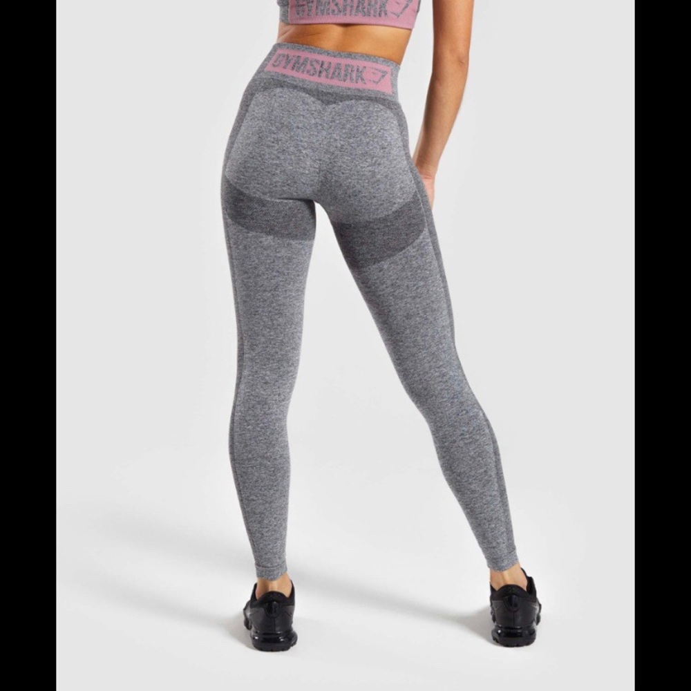 Gymshark High Waisted Flex Leggings - Grey/Pink -S